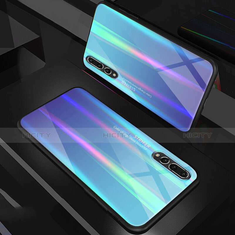 Carcasa Bumper Funda Silicona Espejo Gradiente Arco iris M01 para Huawei P20 Pro