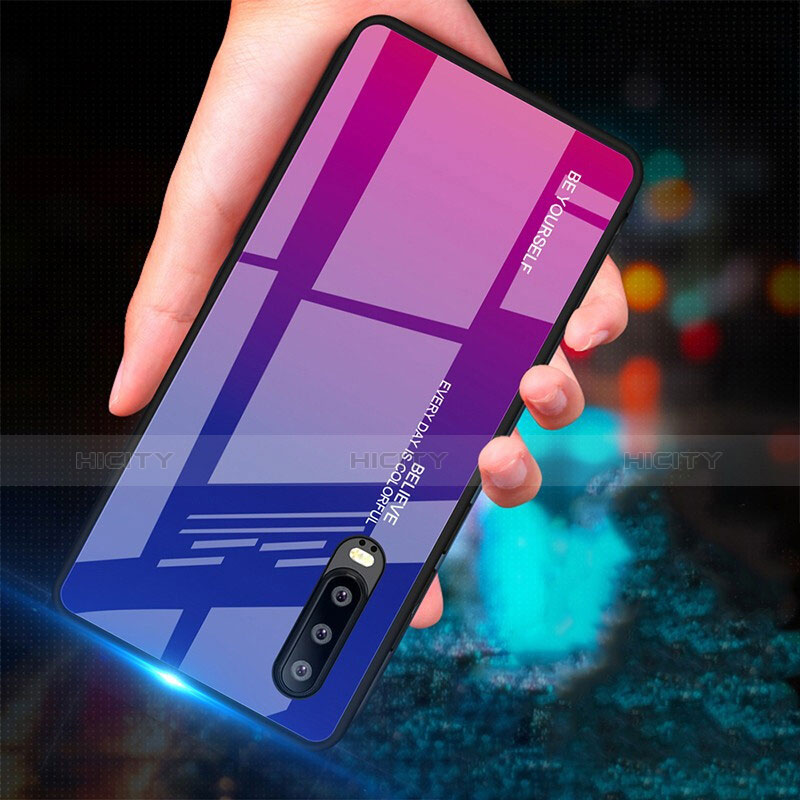 Carcasa Bumper Funda Silicona Espejo Gradiente Arco iris M01 para Huawei P30