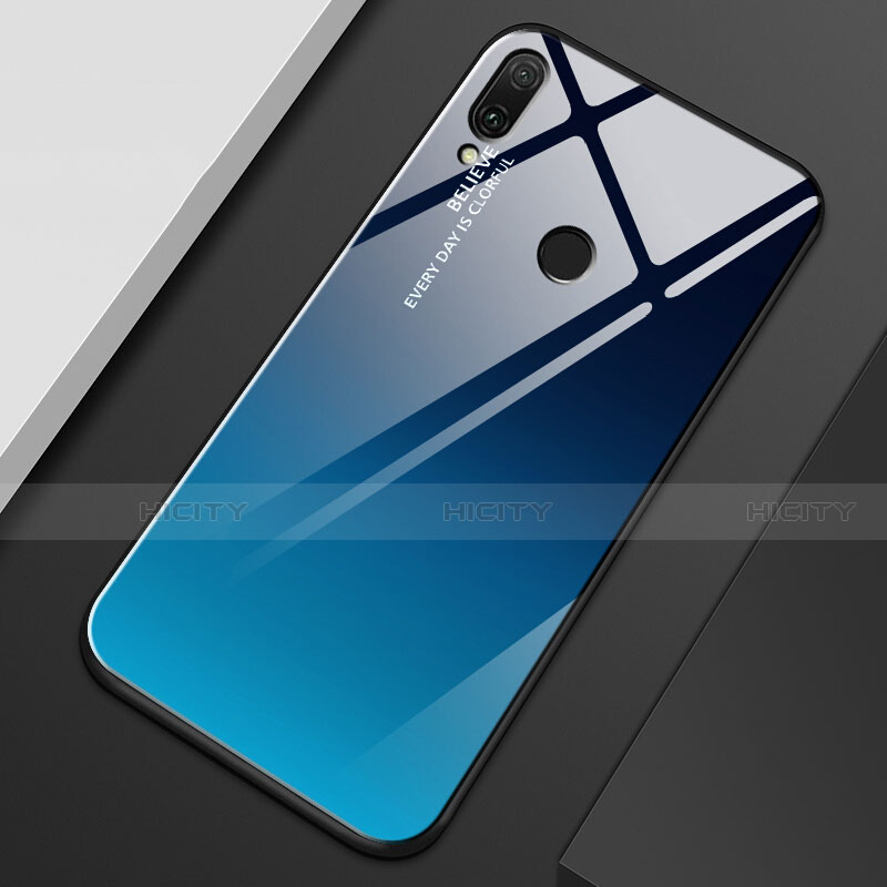 Carcasa Bumper Funda Silicona Espejo Gradiente Arco iris M01 para Huawei Y9 (2019) Azul