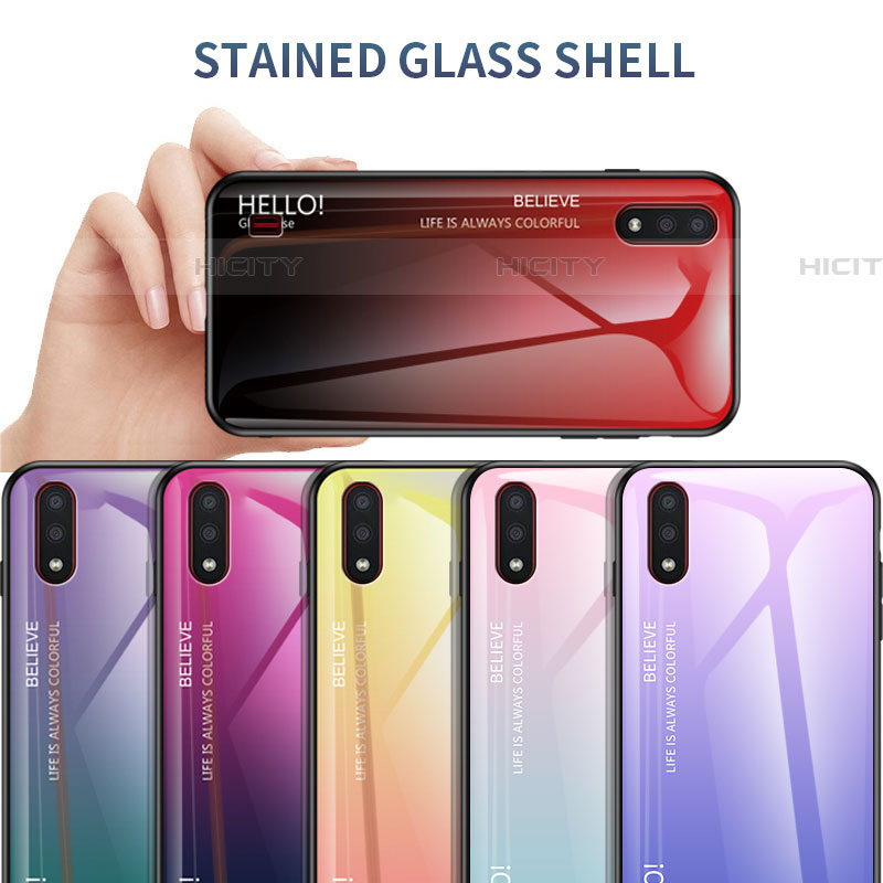 Carcasa Bumper Funda Silicona Espejo Gradiente Arco iris M01 para Samsung Galaxy A01 SM-A015