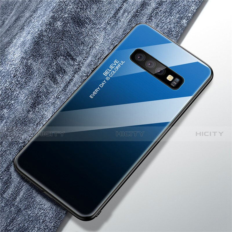 Carcasa Bumper Funda Silicona Espejo Gradiente Arco iris M01 para Samsung Galaxy S10