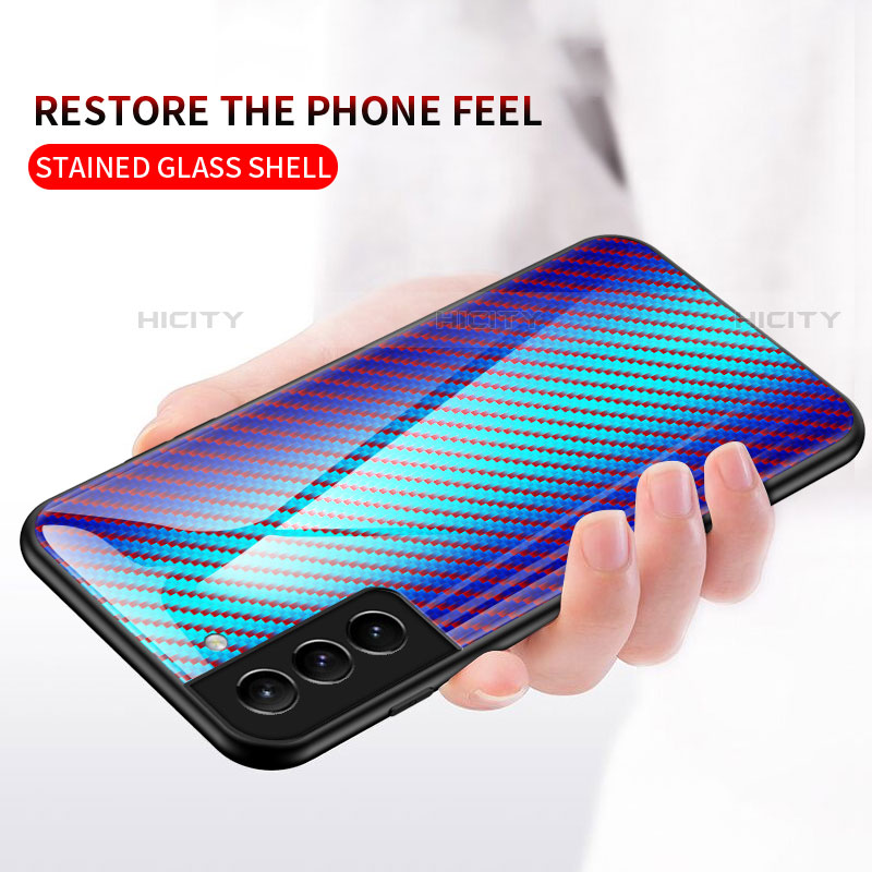Carcasa Bumper Funda Silicona Espejo Gradiente Arco iris M01 para Samsung Galaxy S22 5G