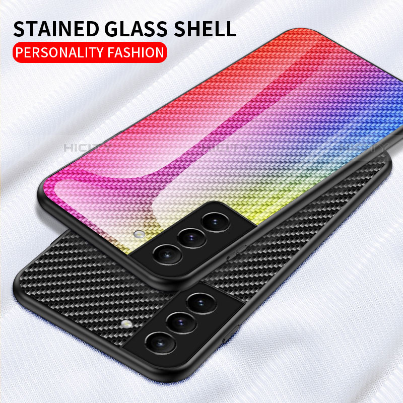 Carcasa Bumper Funda Silicona Espejo Gradiente Arco iris M01 para Samsung Galaxy S23 5G