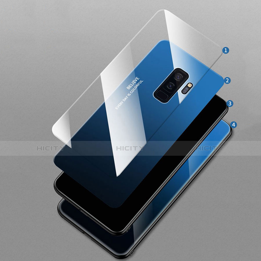 Carcasa Bumper Funda Silicona Espejo Gradiente Arco iris M01 para Samsung Galaxy S9 Plus
