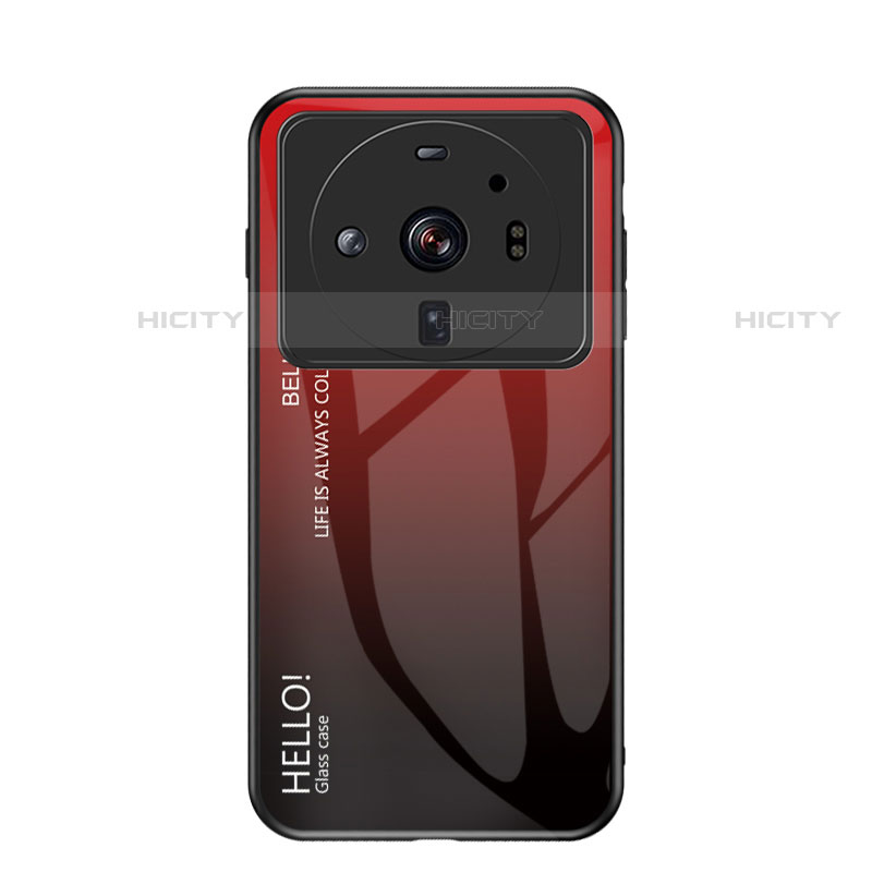 Carcasa Bumper Funda Silicona Espejo Gradiente Arco iris M01 para Xiaomi Mi 12 Ultra 5G Rojo