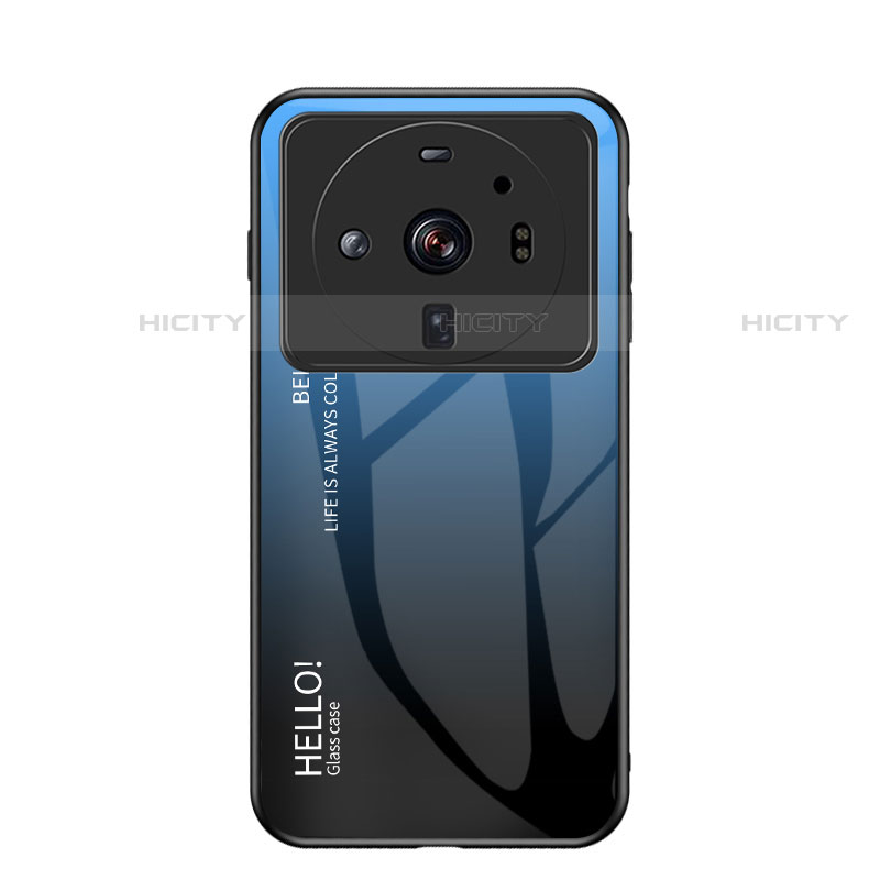 Carcasa Bumper Funda Silicona Espejo Gradiente Arco iris M01 para Xiaomi Mi 12S Ultra 5G Azul