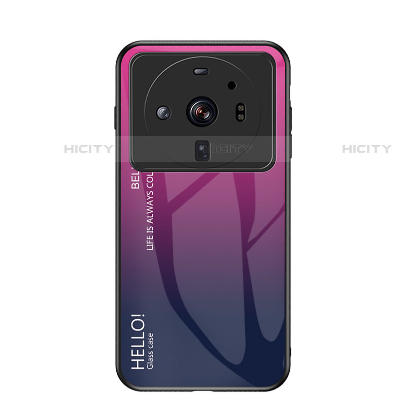 Carcasa Bumper Funda Silicona Espejo Gradiente Arco iris M01 para Xiaomi Mi 12S Ultra 5G Rosa Roja