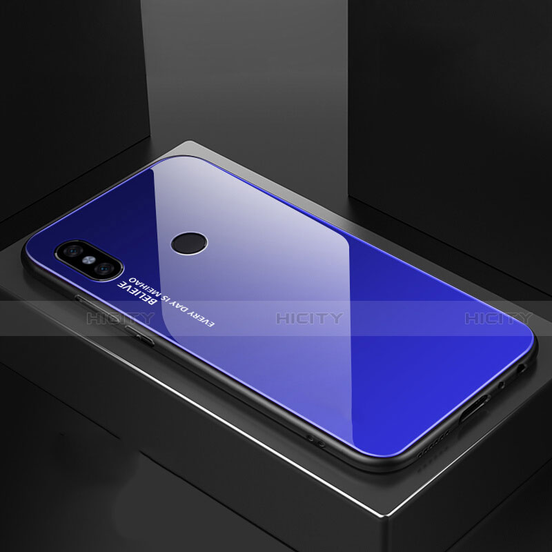 Carcasa Bumper Funda Silicona Espejo Gradiente Arco iris M01 para Xiaomi Mi 6X Azul