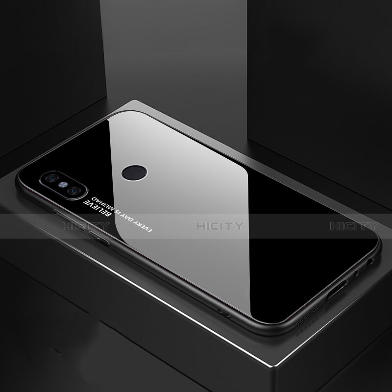 Carcasa Bumper Funda Silicona Espejo Gradiente Arco iris M01 para Xiaomi Mi A2 Negro