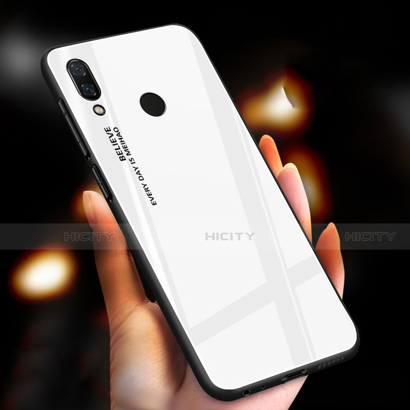 Carcasa Bumper Funda Silicona Espejo Gradiente Arco iris M01 para Xiaomi Redmi Note 7 Pro Blanco