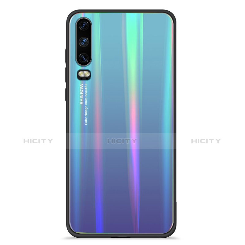 Carcasa Bumper Funda Silicona Espejo Gradiente Arco iris M02 para Huawei P30