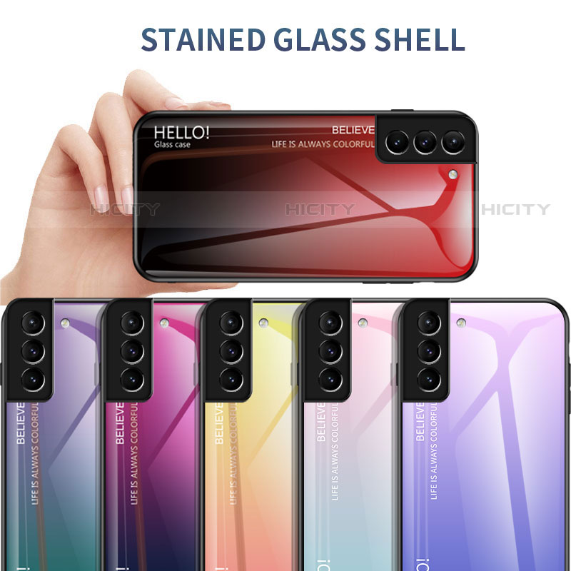 Carcasa Bumper Funda Silicona Espejo Gradiente Arco iris M02 para Samsung Galaxy S21 5G