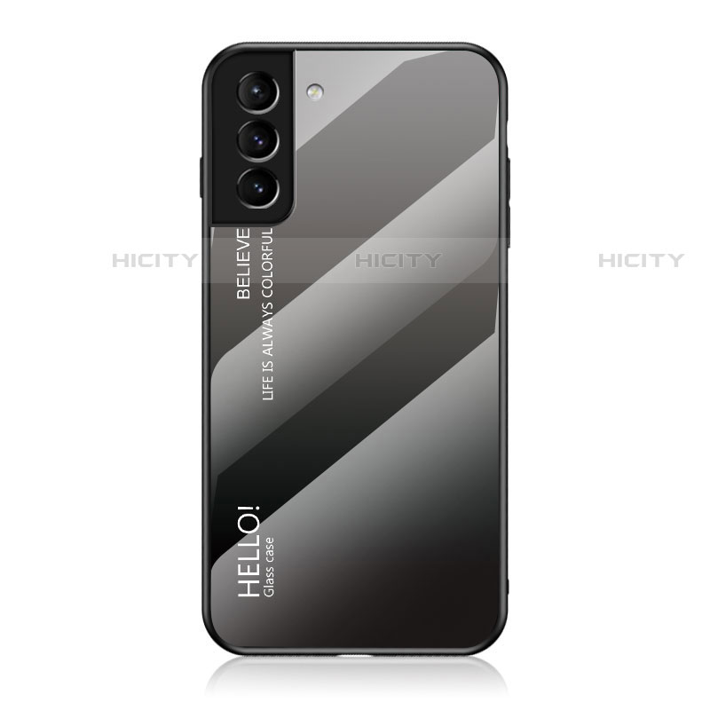 Carcasa Bumper Funda Silicona Espejo Gradiente Arco iris M02 para Samsung Galaxy S21 5G Gris