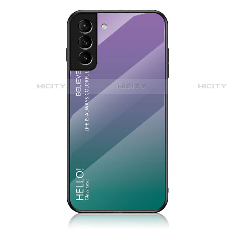Carcasa Bumper Funda Silicona Espejo Gradiente Arco iris M02 para Samsung Galaxy S22 5G Morado