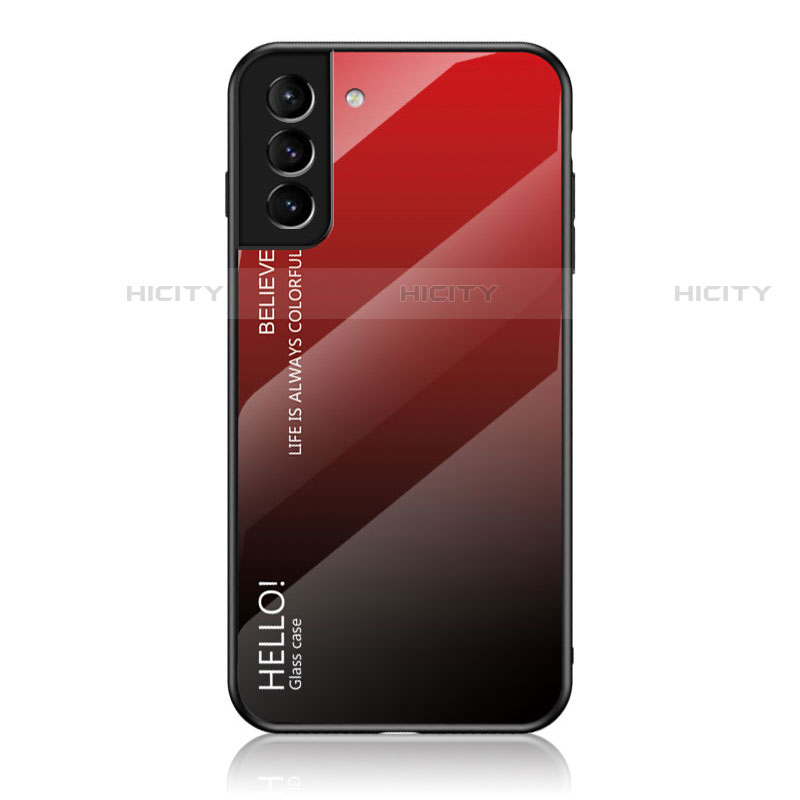 Carcasa Bumper Funda Silicona Espejo Gradiente Arco iris M02 para Samsung Galaxy S22 5G Rojo