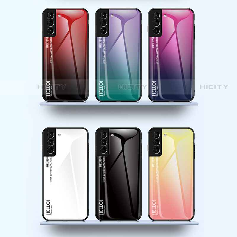 Carcasa Bumper Funda Silicona Espejo Gradiente Arco iris M02 para Samsung Galaxy S22 Plus 5G