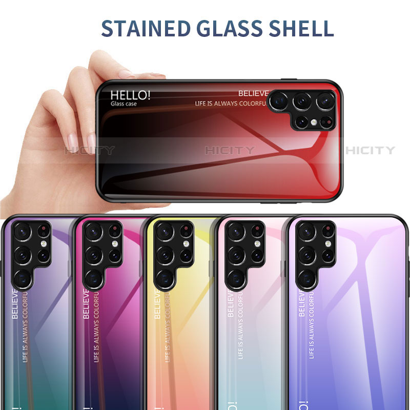 Carcasa Bumper Funda Silicona Espejo Gradiente Arco iris M02 para Samsung Galaxy S22 Ultra 5G
