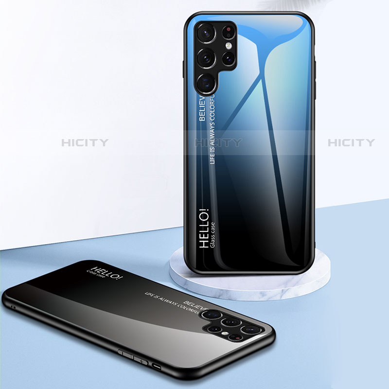 Carcasa Bumper Funda Silicona Espejo Gradiente Arco iris M02 para Samsung Galaxy S22 Ultra 5G