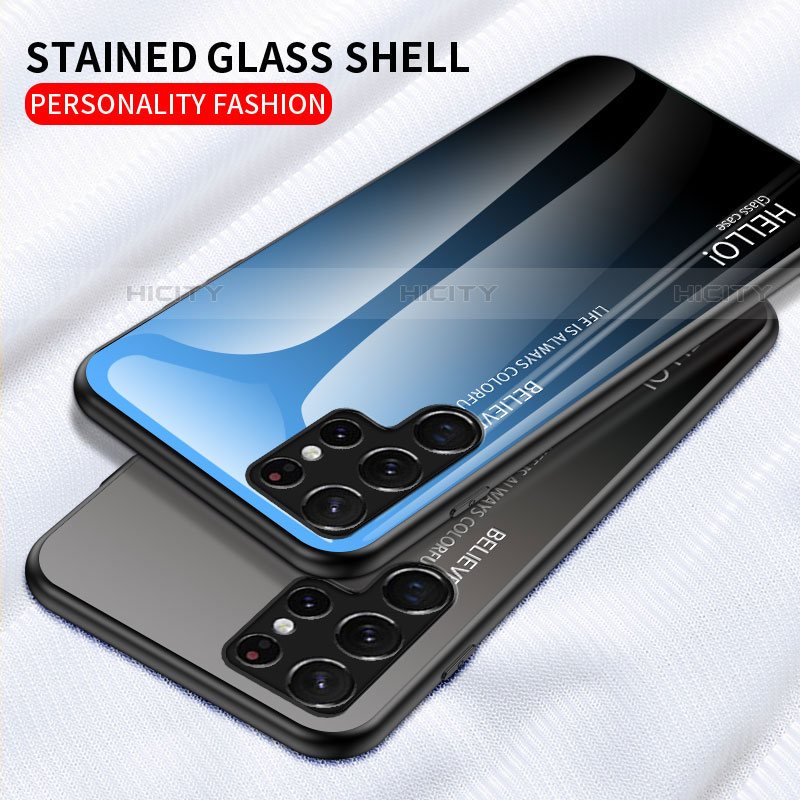 Carcasa Bumper Funda Silicona Espejo Gradiente Arco iris M02 para Samsung Galaxy S23 Ultra 5G