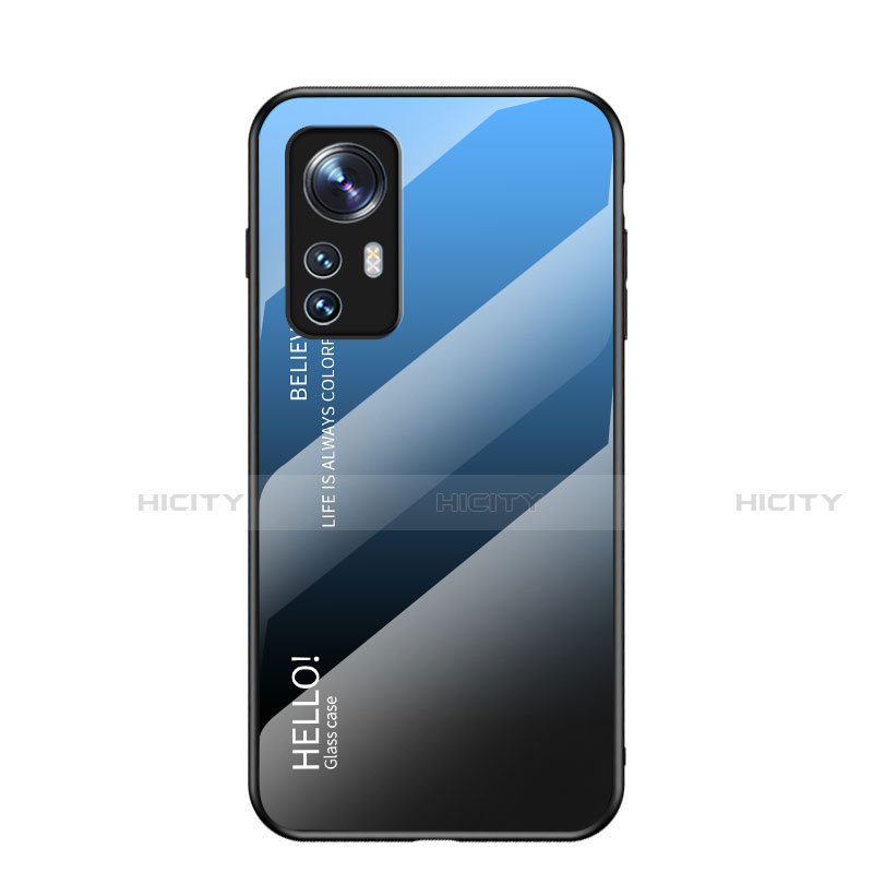 Carcasa Bumper Funda Silicona Espejo Gradiente Arco iris M02 para Xiaomi Mi 12 5G Azul