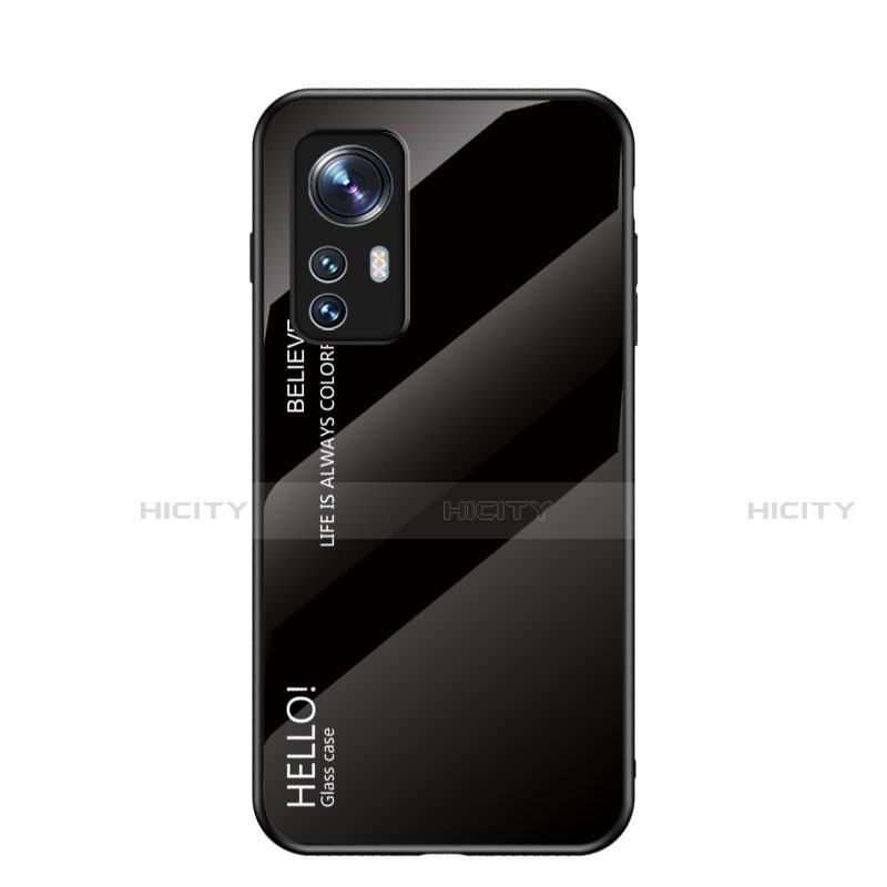Carcasa Bumper Funda Silicona Espejo Gradiente Arco iris M02 para Xiaomi Mi 12 5G Negro