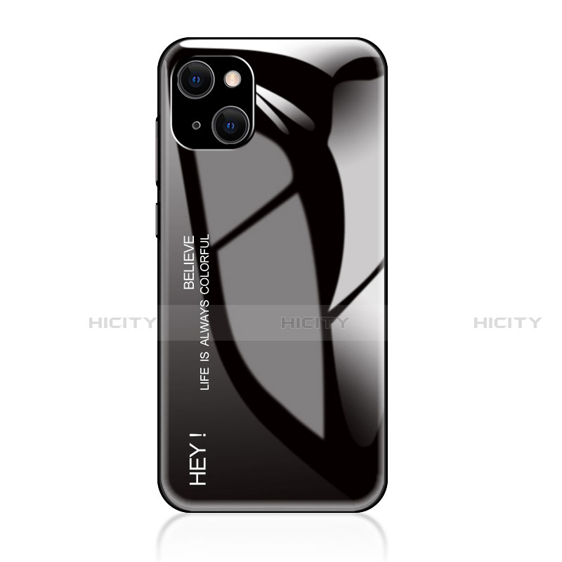 Carcasa Bumper Funda Silicona Espejo Gradiente Arco iris para Apple iPhone 13 Mini Negro