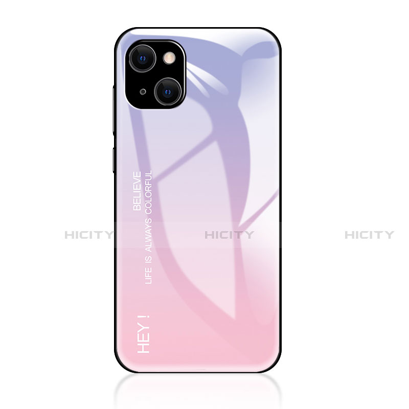 Carcasa Bumper Funda Silicona Espejo Gradiente Arco iris para Apple iPhone 13 Mini Rosa