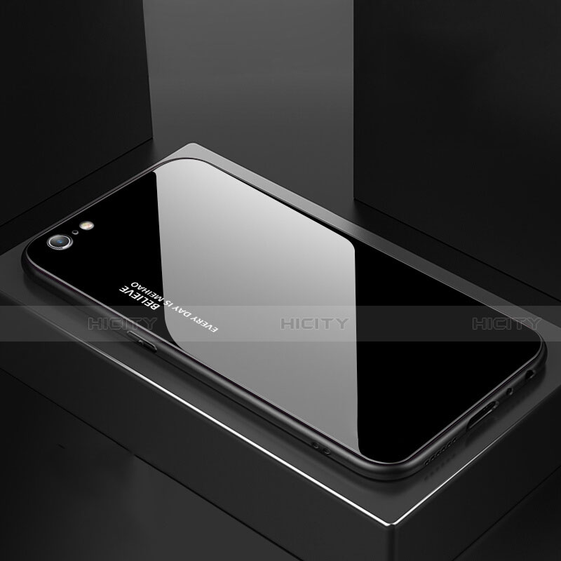 Carcasa Bumper Funda Silicona Espejo Gradiente Arco iris para Apple iPhone 6 Negro