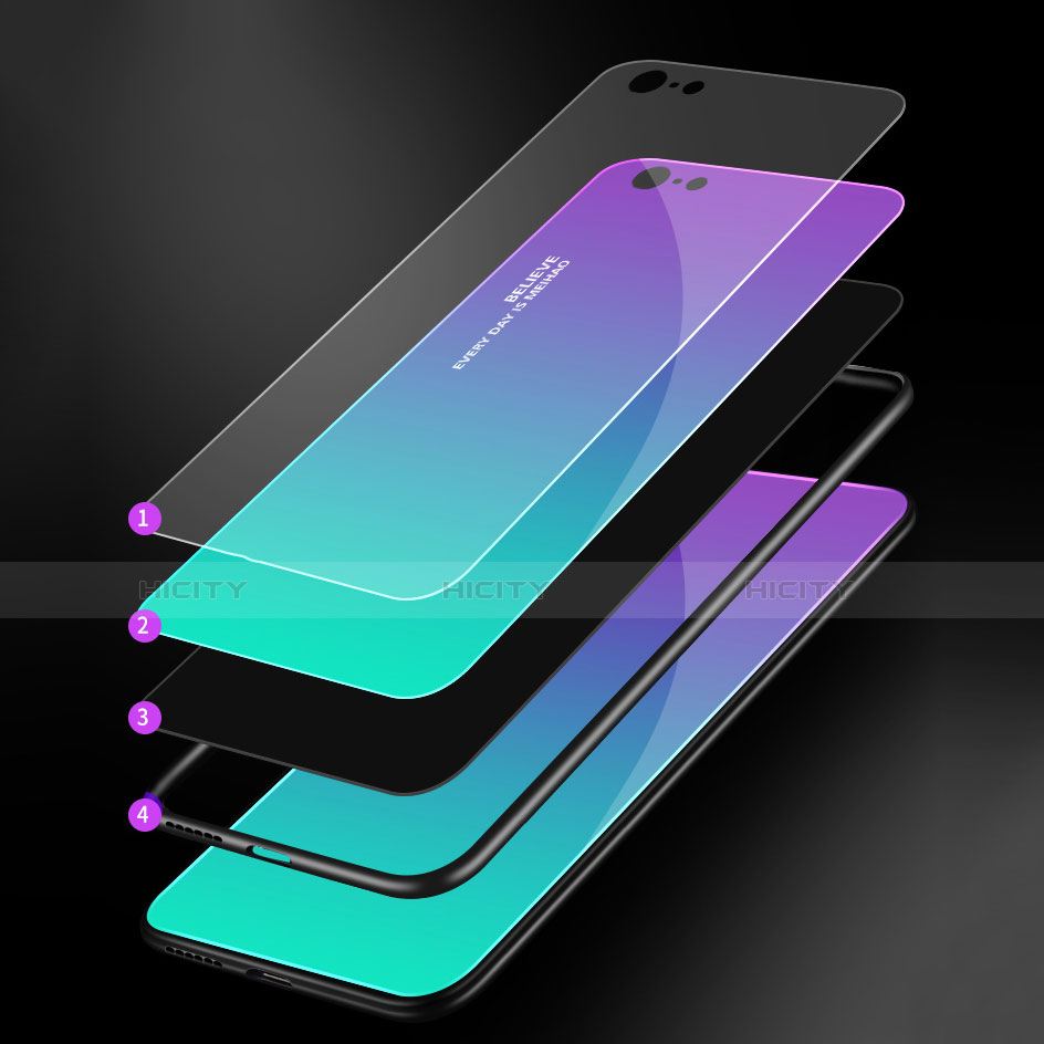 Carcasa Bumper Funda Silicona Espejo Gradiente Arco iris para Apple iPhone 6 Plus