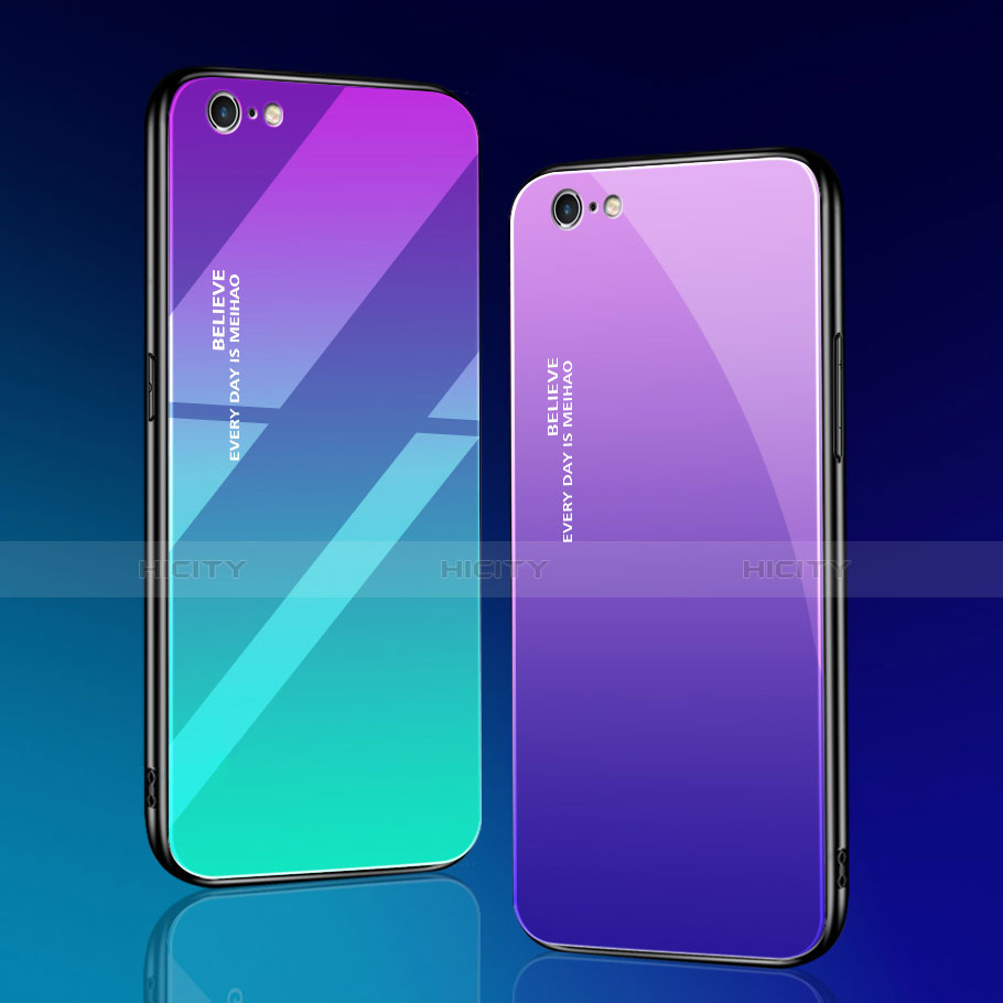 Carcasa Bumper Funda Silicona Espejo Gradiente Arco iris para Apple iPhone 6S
