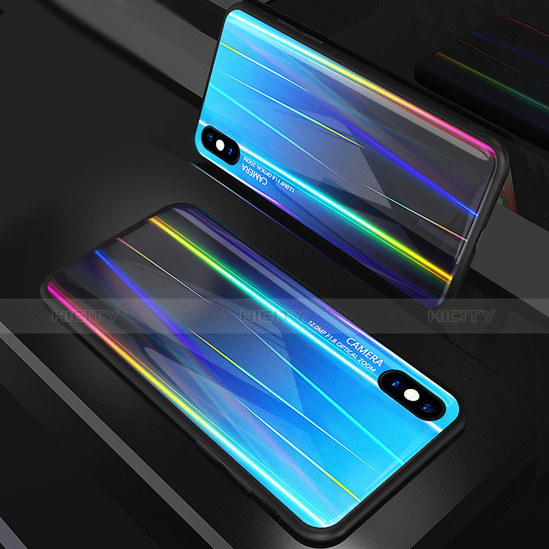 Carcasa Bumper Funda Silicona Espejo Gradiente Arco iris para Apple iPhone X