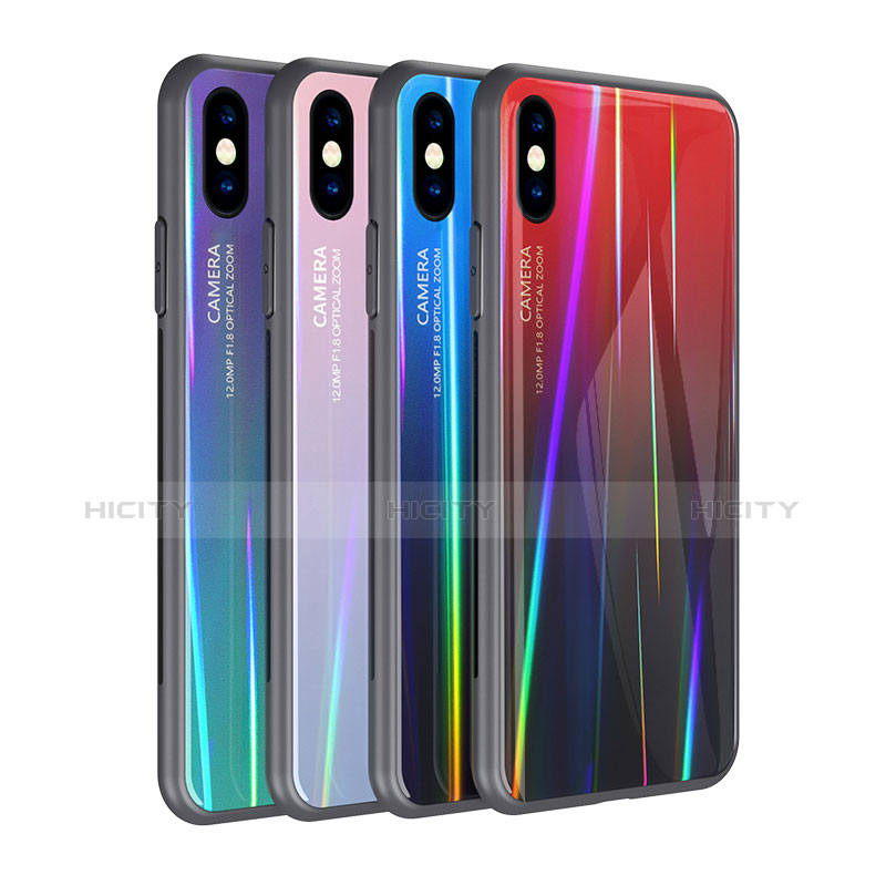 Carcasa Bumper Funda Silicona Espejo Gradiente Arco iris para Apple iPhone Xs