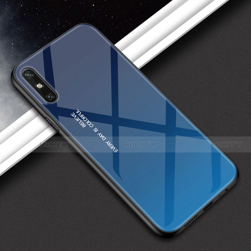Carcasa Bumper Funda Silicona Espejo Gradiente Arco iris para Huawei Enjoy 10e Azul