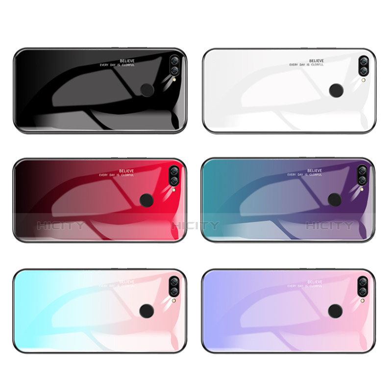 Carcasa Bumper Funda Silicona Espejo Gradiente Arco iris para Huawei Enjoy 7S