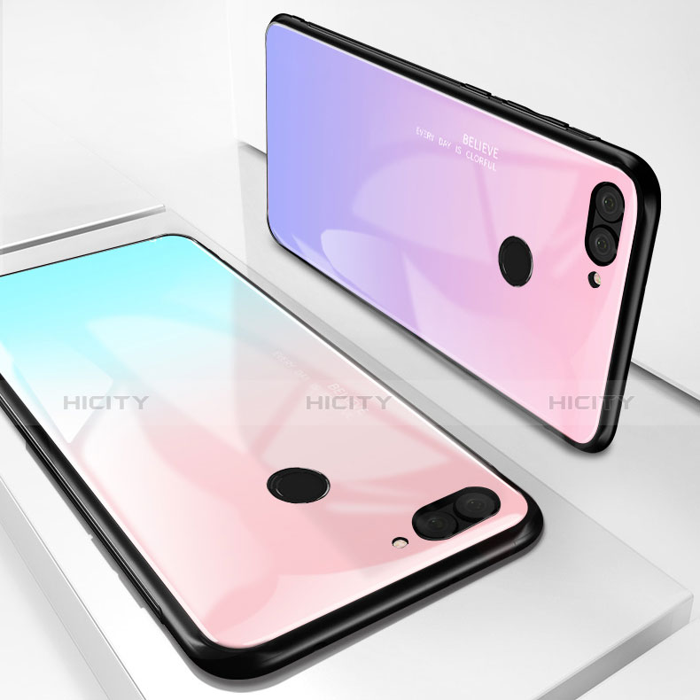 Carcasa Bumper Funda Silicona Espejo Gradiente Arco iris para Huawei Enjoy 7S