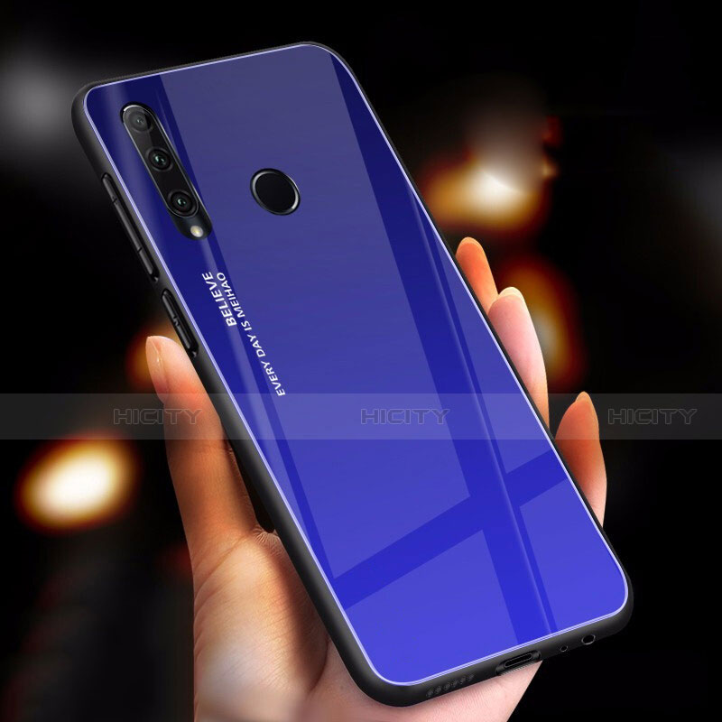 Carcasa Bumper Funda Silicona Espejo Gradiente Arco iris para Huawei Enjoy 9s Azul