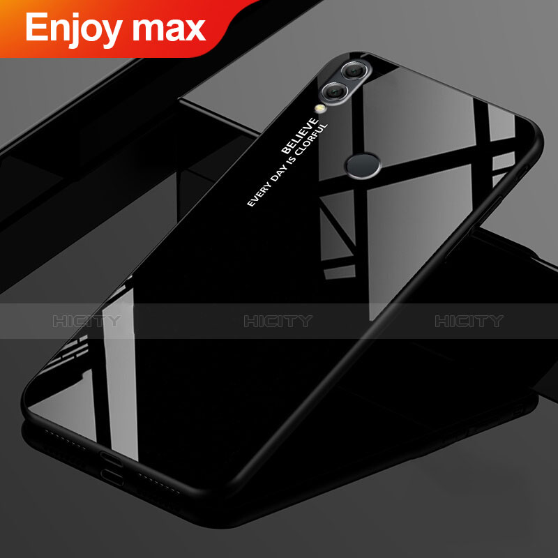 Carcasa Bumper Funda Silicona Espejo Gradiente Arco iris para Huawei Enjoy Max Negro