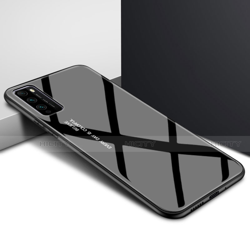 Carcasa Bumper Funda Silicona Espejo Gradiente Arco iris para Huawei Enjoy Z 5G Negro