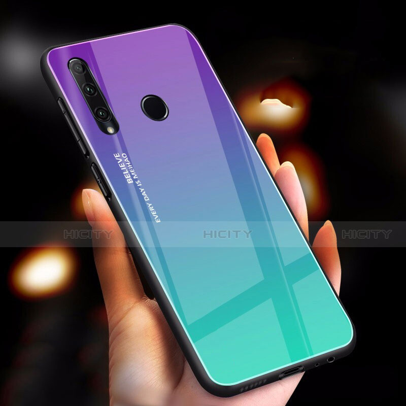Carcasa Bumper Funda Silicona Espejo Gradiente Arco iris para Huawei Honor 20 Lite Cian