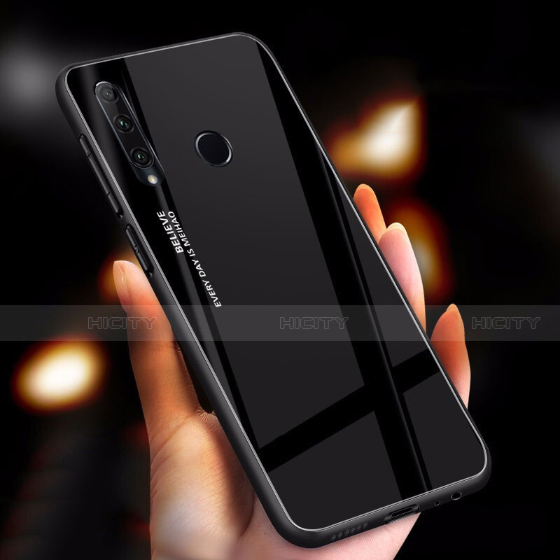 Carcasa Bumper Funda Silicona Espejo Gradiente Arco iris para Huawei Honor 20 Lite Negro