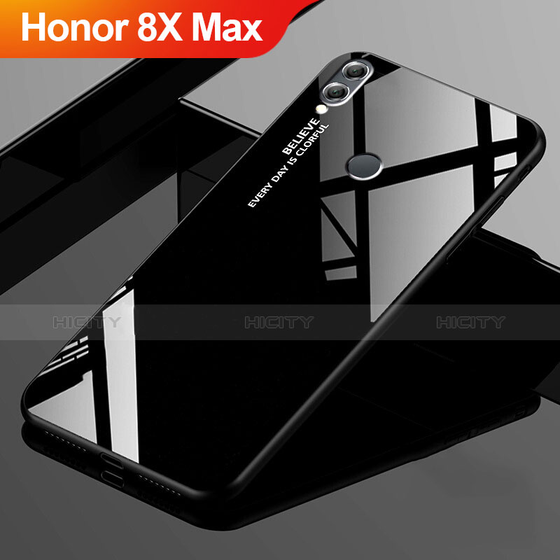 Carcasa Bumper Funda Silicona Espejo Gradiente Arco iris para Huawei Honor 8X Max Negro