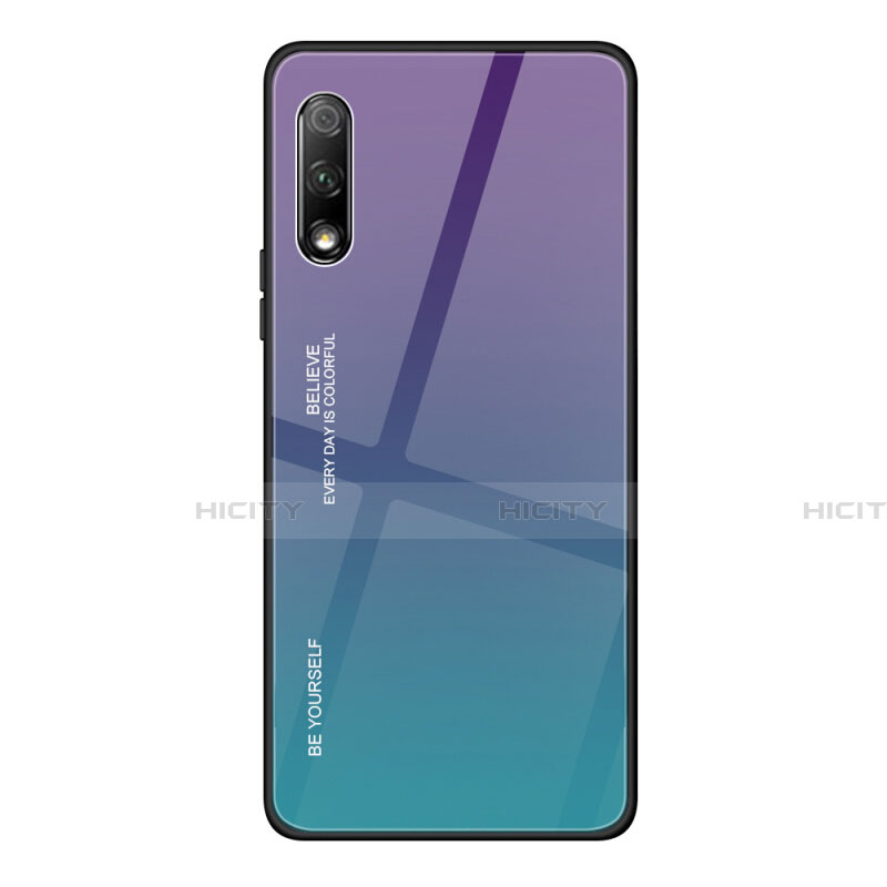 Carcasa Bumper Funda Silicona Espejo Gradiente Arco iris para Huawei Honor 9X Morado
