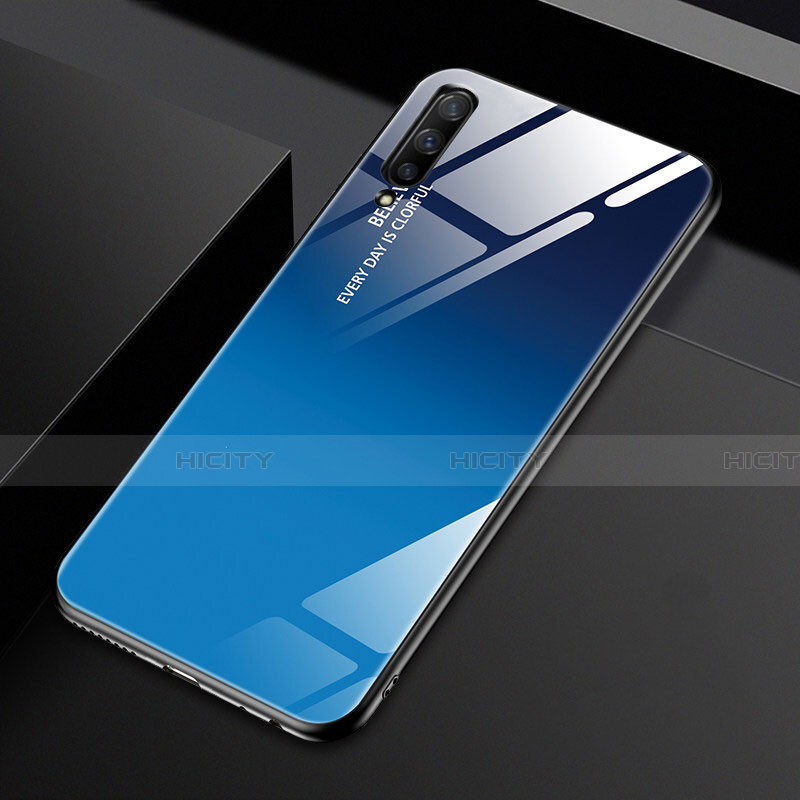 Carcasa Bumper Funda Silicona Espejo Gradiente Arco iris para Huawei Honor 9X Pro Azul