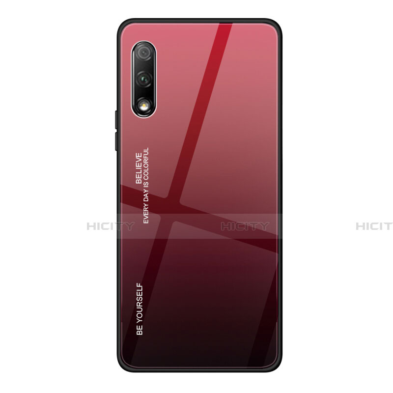 Carcasa Bumper Funda Silicona Espejo Gradiente Arco iris para Huawei Honor 9X Rojo