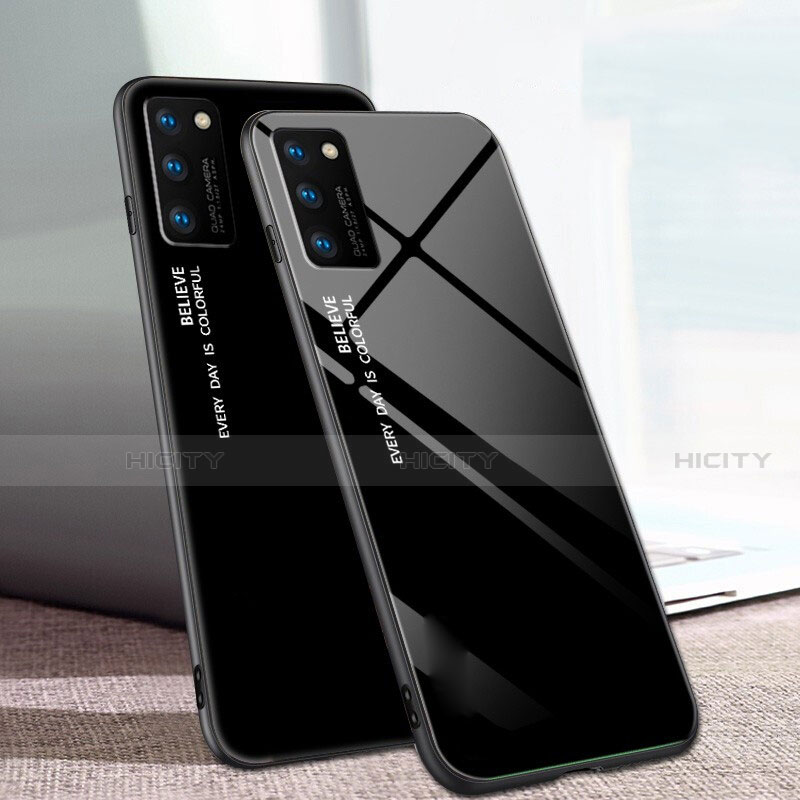 Carcasa Bumper Funda Silicona Espejo Gradiente Arco iris para Huawei Honor V30 5G Negro