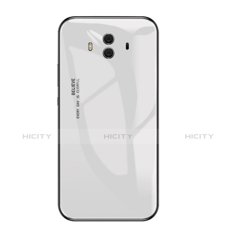 Carcasa Bumper Funda Silicona Espejo Gradiente Arco iris para Huawei Mate 10 Blanco