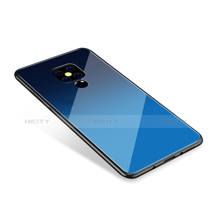 Carcasa Bumper Funda Silicona Espejo Gradiente Arco iris para Huawei Mate 20 Azul