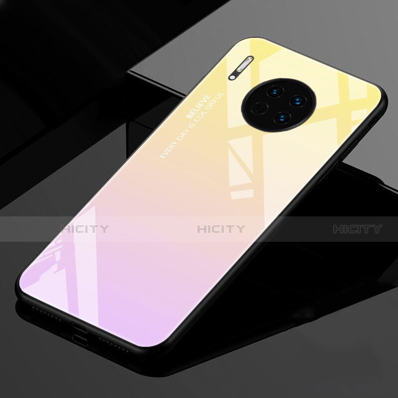 Carcasa Bumper Funda Silicona Espejo Gradiente Arco iris para Huawei Mate 30 5G Oro