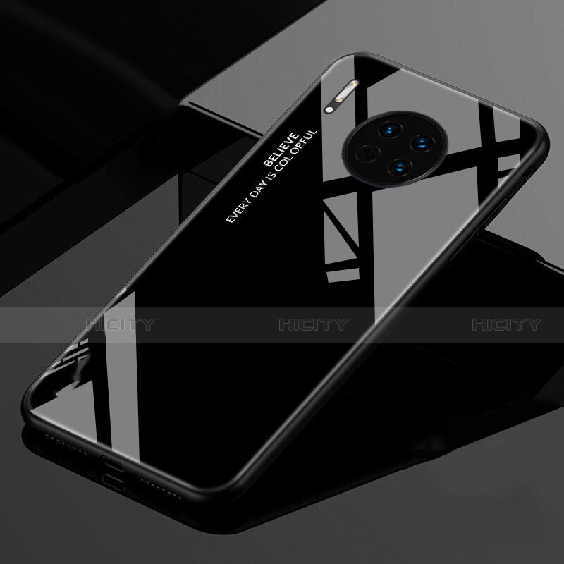 Carcasa Bumper Funda Silicona Espejo Gradiente Arco iris para Huawei Mate 30E Pro 5G Negro
