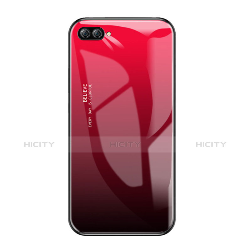 Carcasa Bumper Funda Silicona Espejo Gradiente Arco iris para Huawei Nova 2S Rojo